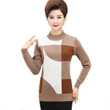 Load image into Gallery viewer, Women&#39;s long sleeve mock neck   stylish Geometry sweater knitted casual slim pullover tops
