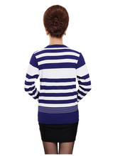 Load image into Gallery viewer, Women&#39;s lightweight long sleeve crewneck striped sweater knitted slim pullover tops
