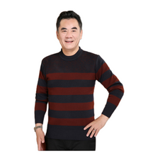 Load image into Gallery viewer, Men&#39;s long sleeve crewneck elbow stripe sweater knitted pullover tops
