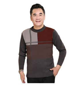 Men's long sleeve crewneck stylish Geometric patterns sweater knitted casual pullover tops