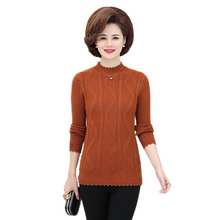 Load image into Gallery viewer, Women&#39;s long sleeve cable ruffle slim sweater knitted warm button hem &amp; cuff pullover tops
