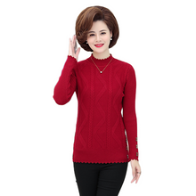 Load image into Gallery viewer, Women&#39;s long sleeve cable ruffle slim sweater knitted warm button hem &amp; cuff pullover tops
