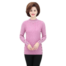 Load image into Gallery viewer, Women&#39;s long sleeve cable ruffle slim sweater knitted warm button hem &amp; cuff pullover tops
