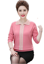 Load image into Gallery viewer, Women&#39;s lightweight long sleeve lapel shinny pullover tops knitted casual sweater
