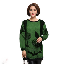 Load image into Gallery viewer, Women&#39;s Thickening crewneck fashion floral flared  knitted dress long Sweater
