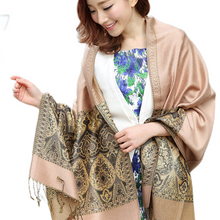 Load image into Gallery viewer, Women&#39;s warm pashmina paisley pattern Shawl Wrap Scarf stole  w/Fringe
