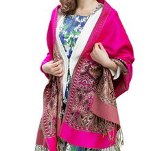 Load image into Gallery viewer, Women&#39;s warm pashmina paisley pattern Shawl Wrap Scarf stole  w/Fringe
