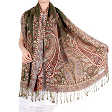 Load image into Gallery viewer, Winter warm double layer big paisley pattern scarves  wraps/ shawl
