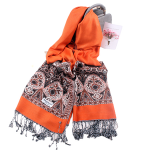 Women's warm pashmina paisley pattern Shawl Wrap Scarf w/Fringe