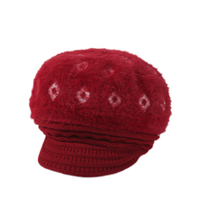 Load image into Gallery viewer, Women&#39;s visor winter warm fuzzy fleece floral Hats, Knitting ear protection caps
