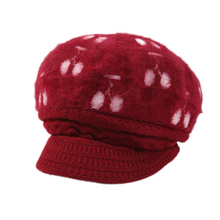 Load image into Gallery viewer, Women&#39;s visor winter warm fuzzy fleece floral Hats, Knitting ear protection caps
