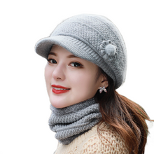 Load image into Gallery viewer, Winter&#39;s  fuzzy fleece warm Knitted  hats Rabbits fur solid colors caps,
