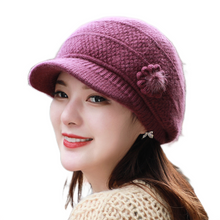 Load image into Gallery viewer, Winter&#39;s  fuzzy fleece warm Knitted  hats Rabbits fur solid colors caps,
