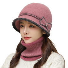 Load image into Gallery viewer, Winter knitting bucket  hats fuzzy fleece warm casual fisherman&#39;s cap with Bow-Tie
