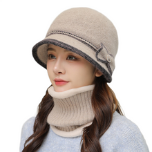 Load image into Gallery viewer, Winter knitting bucket  hats fuzzy fleece warm casual fisherman&#39;s cap with Bow-Tie
