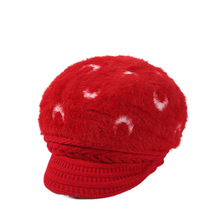 Load image into Gallery viewer, Women&#39;s visor winter warm fuzzy fleece floral Hats, Knitting ear protection caps
