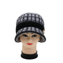 Load image into Gallery viewer, Women‘s solid  warm Bucket  Hat  knitted diamond lattice Pattern caps
