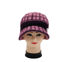 Load image into Gallery viewer, Women‘s solid  warm Bucket  Hat  knitted diamond lattice Pattern caps
