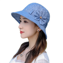 Load image into Gallery viewer, Women&#39;s  Sun Hats Cotton Bucket Wide Brim caps Beach Vacation Travel Accessories
