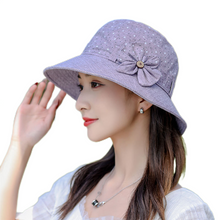 Load image into Gallery viewer, Women&#39;s  Sun Hats Cotton Bucket Wide Brim caps Beach Vacation Travel Accessories
