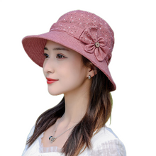 Load image into Gallery viewer, Women&#39;s  Sun Hats Cotton Bucket Wide Brim caps Beach Vacation Travel Accessories
