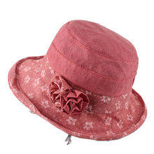 Load image into Gallery viewer, Women&#39;s  Sun Hats Cotton Bucket Wide Brim caps Beach Vacation Travel Accessories
