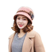 Load image into Gallery viewer, Women‘s chunky cable Crocheted warm bucket hats casual cap with fur pompom
