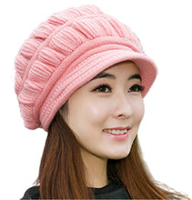 Load image into Gallery viewer, Women&#39;s warm oversize visor fleece lined  Hats Chunky Knitted  Cap
