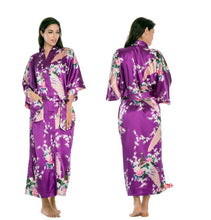 Load image into Gallery viewer, Women&#39;s Oversize Kimono Robe with Peacock and Blossoms Printed Kimono Nightgown
