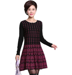 Women's long sleeve crewneck knitted dress long sweater for legging