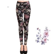 Load image into Gallery viewer, Autumn Winter  Leggings, Thick Warm Pants , Plus Velvet Pants,  Vintage Flowers Trousers
