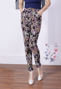 Autumn Winter  Leggings, Thick Warm Pants , Plus Velvet Pants,  Vintage Flowers Trousers