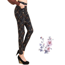 Load image into Gallery viewer, Autumn Winter  Leggings, Thick Warm Pants , Plus Velvet Pants,  Vintage Flowers Trousers
