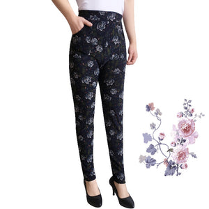 Autumn Winter  Leggings, Thick Warm Pants , Plus Velvet Pants,  Vintage Flowers Trousers