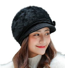 Load image into Gallery viewer, Women&#39;s visor fuzzy fleece floral warm hats knitted causal protect ears caps
