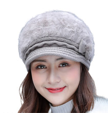 Load image into Gallery viewer, Women&#39;s visor fuzzy fleece floral warm hats knitted causal protect ears caps
