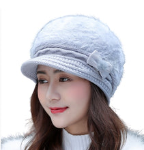 Load image into Gallery viewer, Women&#39;s visor fuzzy fleece floral warm hats knitted causal protect ears caps
