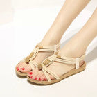 Load image into Gallery viewer, Fashion sandals with wooden beads , Bohemian sandals ，Roman style sandals ,Mid-heel sandals
