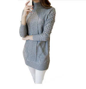 Women's Turtleneck long sleeve chunky cable knit sweater for legging