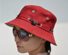 Load image into Gallery viewer, Unsex Print Cotton Packable Summer Travel Bucket Beach Sun Hat
