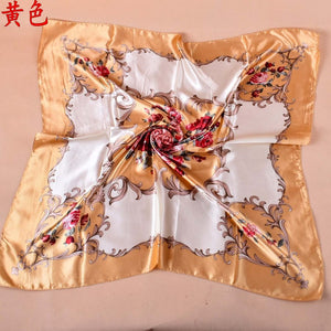 Silk Feeling Scarf Medium Square Satin Head Scarf for Women 36 × 36 inches