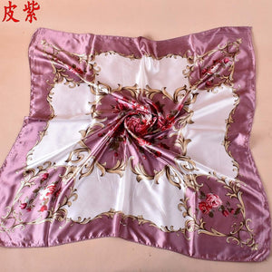 Silk Feeling Scarf Medium Square Satin Head Scarf for Women 36 × 36 inches