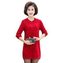 Load image into Gallery viewer, Women&#39;s Long Sleeve crewneck  knitted dress long Sweater for legging
