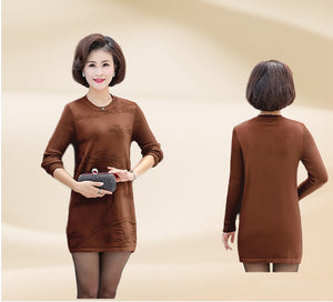 Women's Long Sleeve crewneck  knitted dress long Sweater for legging