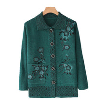 Load image into Gallery viewer, Women‘s  lapel open front floral cardigan knitted casual loose fit sweater coat
