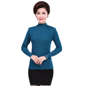 Women’s mock neck long sleeve  slim sweater knitted pullover tops