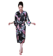 Load image into Gallery viewer, Women&#39;s oversize  Peacock and Blossoms Printed Kimono Nightgown pajama robe
