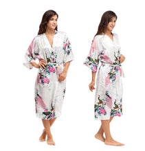 Load image into Gallery viewer, Women&#39;s Oversize Kimono Robe with Peacock and Blossoms Printed Kimono Nightgown
