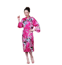 Load image into Gallery viewer, Women&#39;s oversize  Peacock and Blossoms Printed Kimono Nightgown pajama robe
