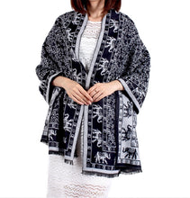 Load image into Gallery viewer, Women&#39;s warm elephant  pattern pashmina Scarf Poncho Shawl Cape
